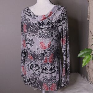 Rafaella | Long Sleeve Cowl Neck Printed Blouse